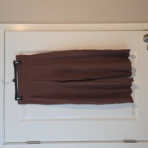 Brown Scalloped Hem Pull on Pants
